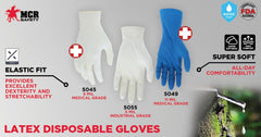 MCR Safety 5049XL Disposable Latex Gloves Textured Grip XL Blue 11 mil