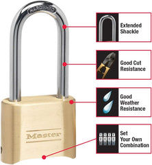 Master Lock 175LH Resettable Combo Padlock Brass Finish Solid Brass Case