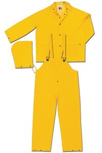 MCR Safety 2003L Classic 2003-Piece Rainwear Suit Yellow Large PVC Polyester