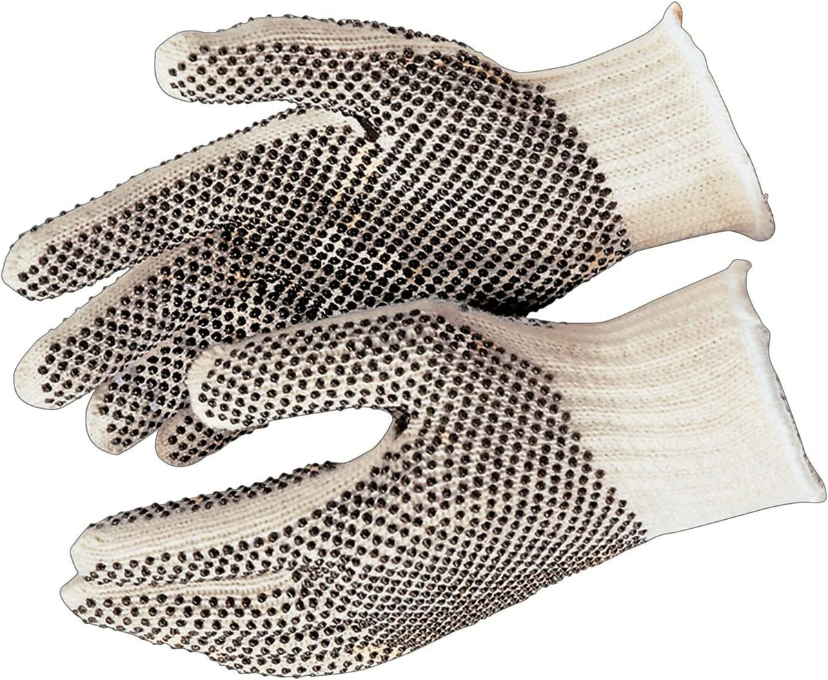 Mcr Safety 9660LM Cotton/Polyester 7 Gauge PVC Dots 2-Sides Large Work Gloves