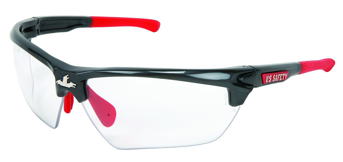 MCR Safety DM1310PF Dominator DM3 Clear Max6 Safety Glasses with Gunmetal Frame