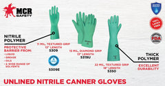 MCR Safety 5310 Nitri-Chem Unsupported Nitrile Gloves 11 mil XL Green 13 inches