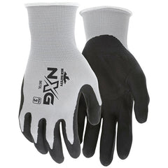 MCR Safety 9673L Gloves 13 Gauge Gray Nylon Black Nitrile Foam Coated Palm and Fingertips Work Gloves Large