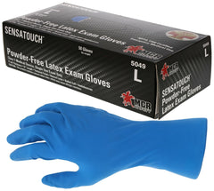 MCR Safety 5049L MedTech Exam Gloves, Large, Blue, Latex, 11 Mil