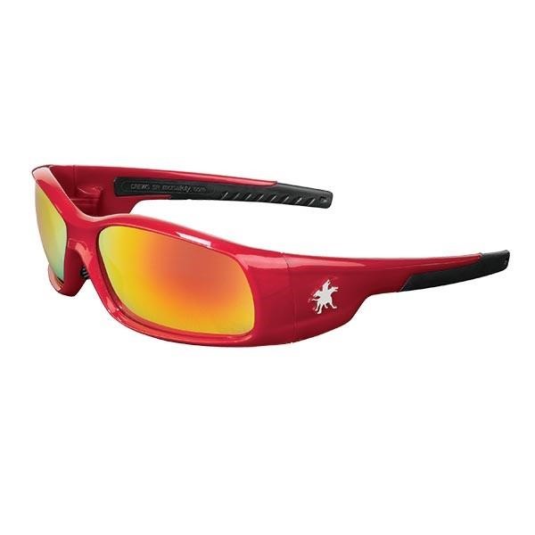 MCR Crews SR13R Safety Glasses Fire Mirror Lens Red Frame