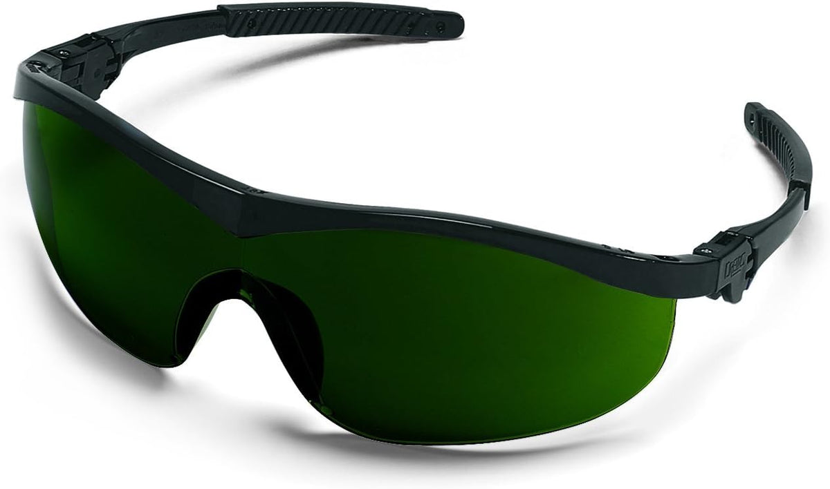 MCR Safety ST1150 Storm Ratchet Bayonet Temple Single Lens Glasses with Black Frame and Filter Green 5.0 Lens