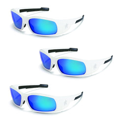 MCR Safety SR128B Safety Glasses Blue Mirror Lens White Frame