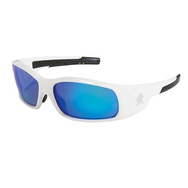 MCR Safety SR128B Safety Glasses Blue Mirror Lens White Frame