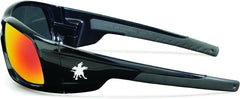 MCR Safety SR11R Crews Swagger Brash Look Polycarbonate Dual Lens Glasses Polished Black Frame Fire Mirror Lens