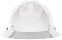 MSA 454733 V-Gard Full-Brim Hard Hat with Staz-on Pinlock Suspension | Polyethylene Shell, Superior Impact Protection, Self Adjusting Crown Straps - Standard Size in White - Item Name