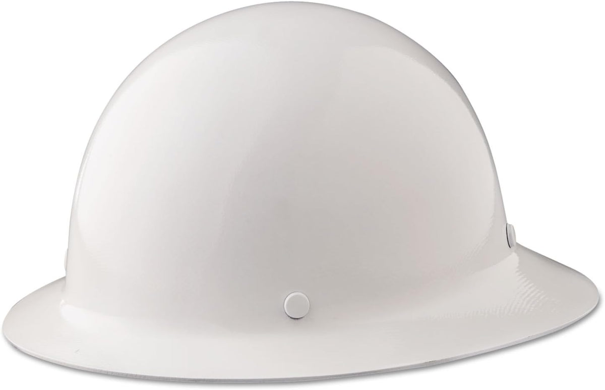 MSA 475408 Skullgard Full-Brim Hard Hat with Fas-Trac III Ratchet Suspension in White - Radiant Heat Protection Up to 350F