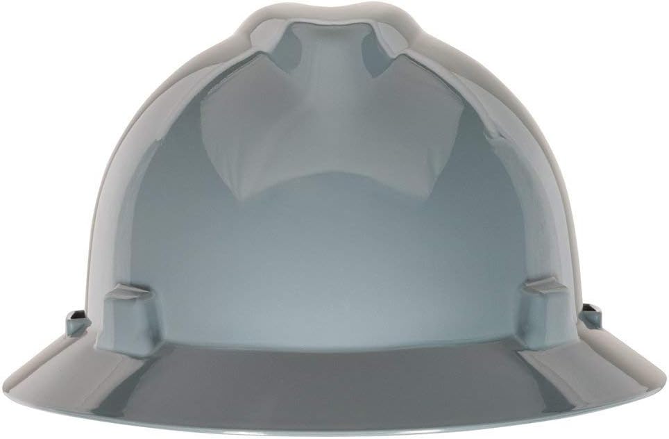 MSA 475367 V-Gard Full-Brim Hard Hat With Fas-Trac III Suspension - Navy Gray Standard Size