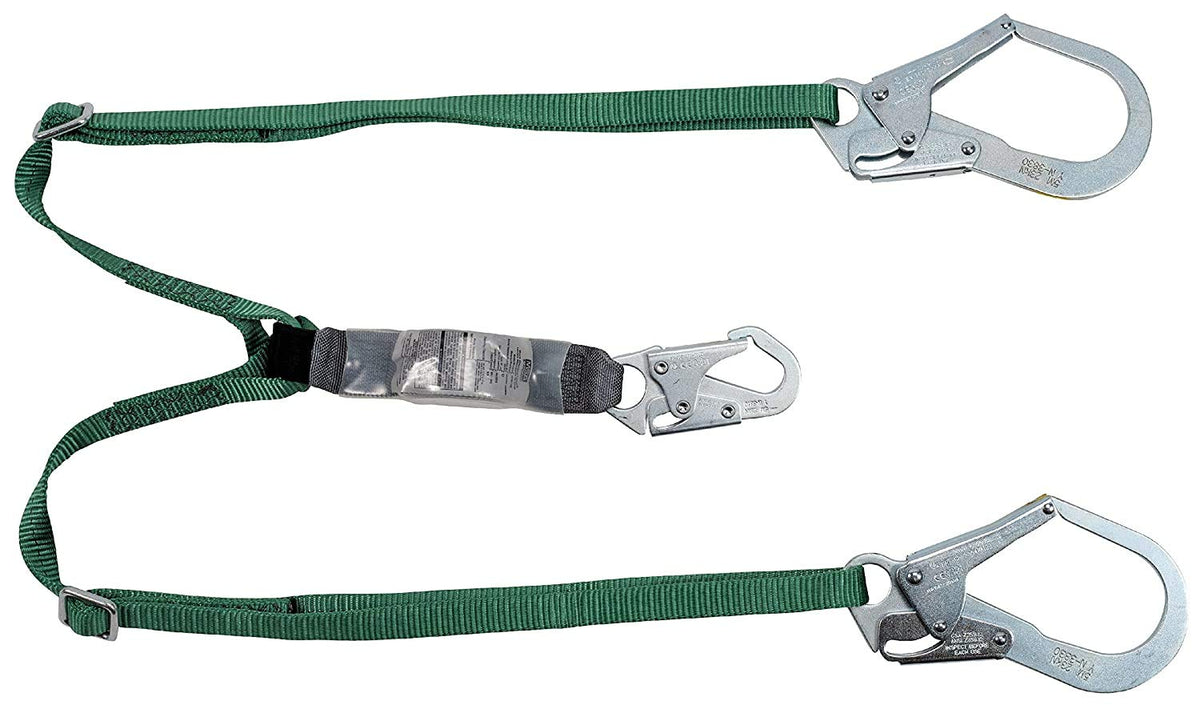 MSA 10191758 V-Series Standard Shock Absorbing Lanyard 6 ft Twin-Leg Adjustable 36CL Large Snaphooks