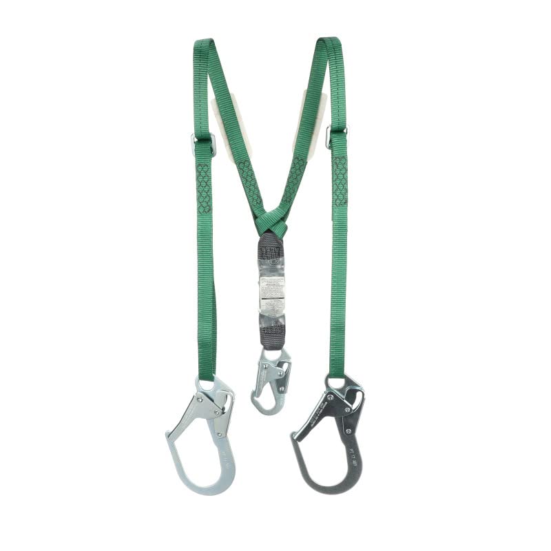 MSA 10191758 V-Series Standard Shock Absorbing Lanyard 6 ft Twin-Leg Adjustable 36CL Large Snaphooks