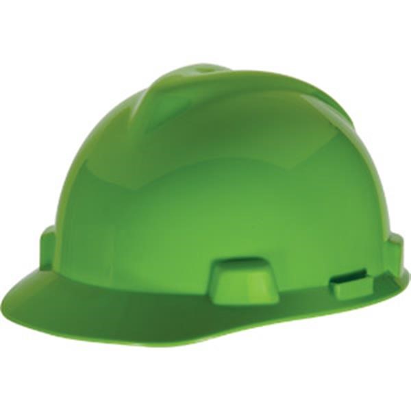 MSA 815558 V-Gard Slotted Hard Hat Cap with Staz-On Suspension Bright Lime Green