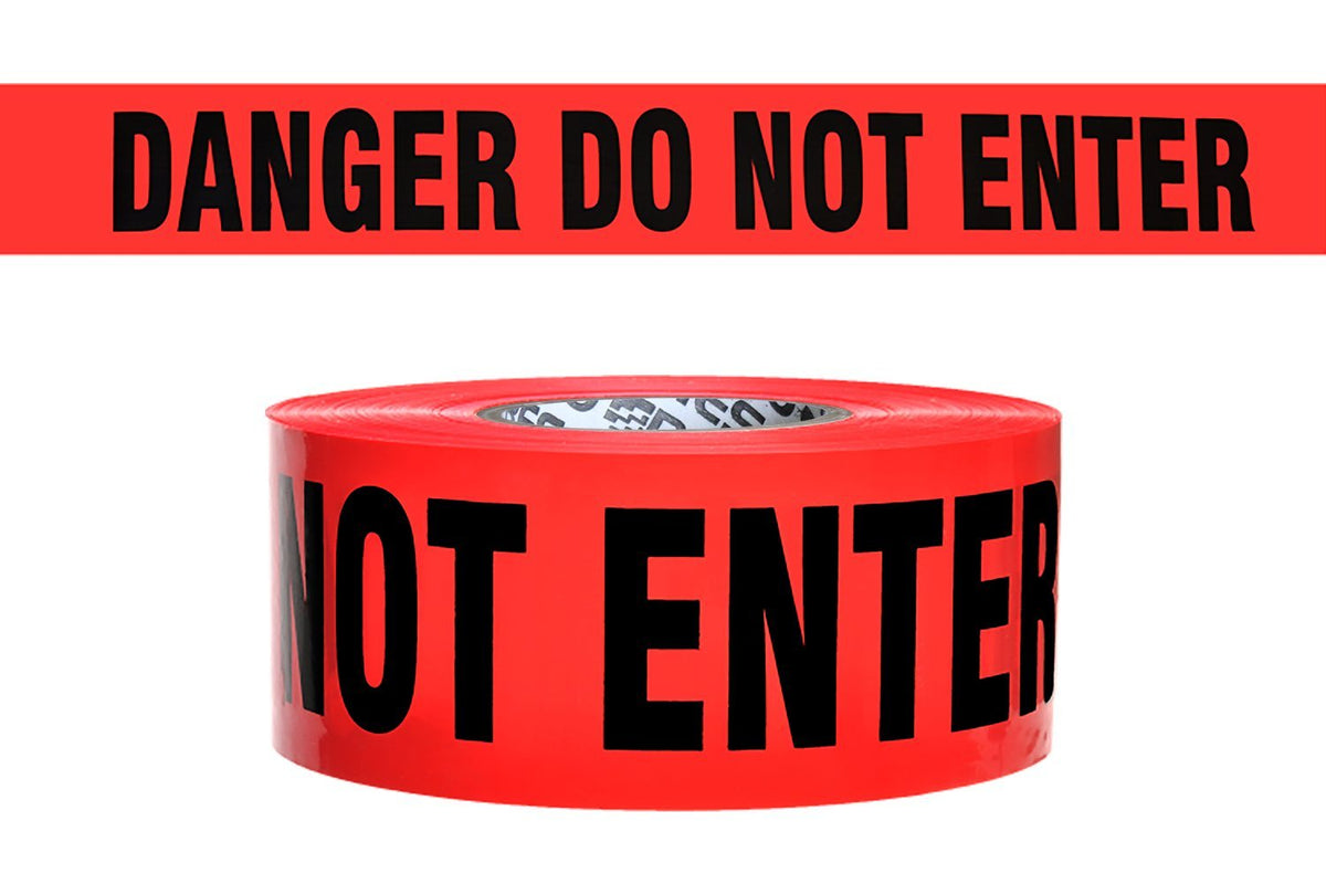 Presco B3102R10 Barricade Tape Gauge 2 Mil Red Danger Do Not Enter 3 x 1000'