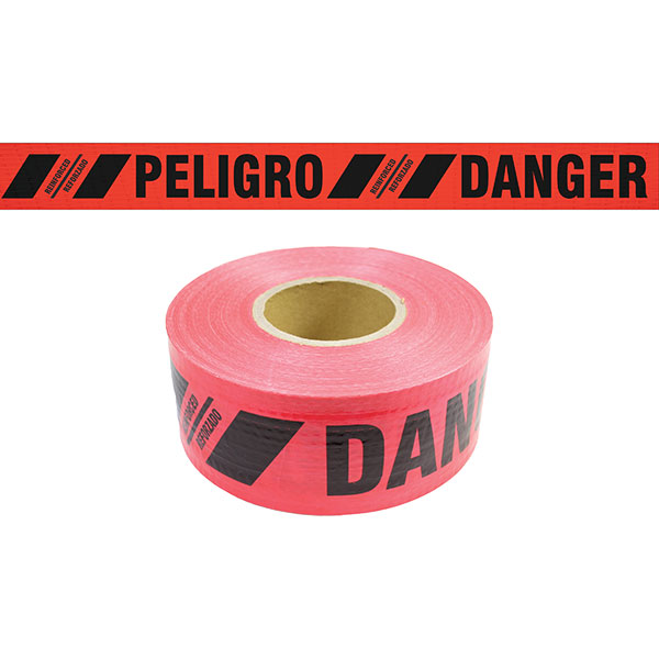 Presco SBR35XR174 Reinforced Danger Peligro Tape 3 in x 500 ft