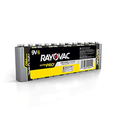 Rayovac AL9V-6J 9 Volt Size 6/Pack Shrink Pack UltraPro Alkaline Batteries