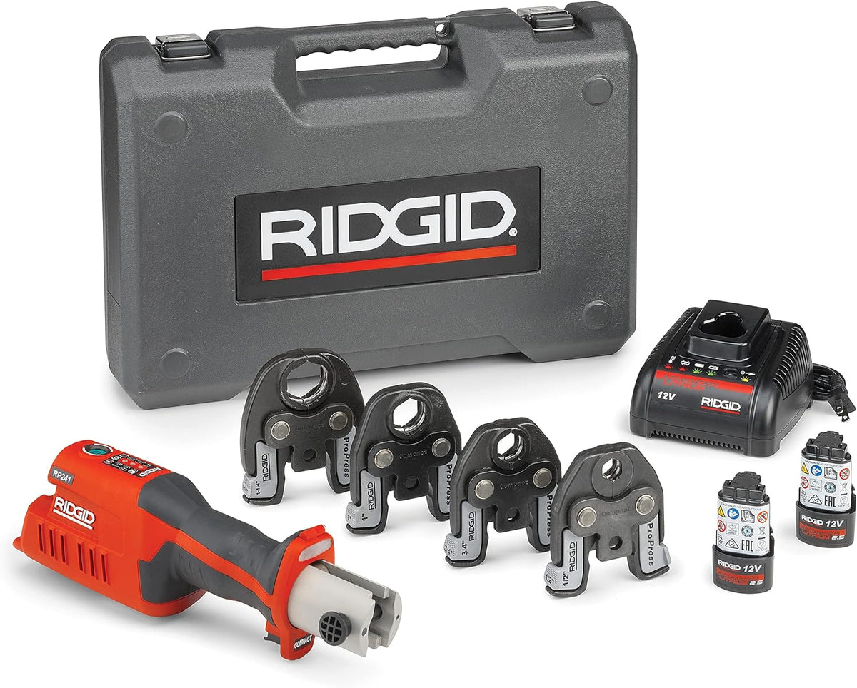 RIDGID 57363 RP 241 Press Tool Kit 12 Volts (with 1/2-1-1/4 ProPress Jaws) Bluetooth