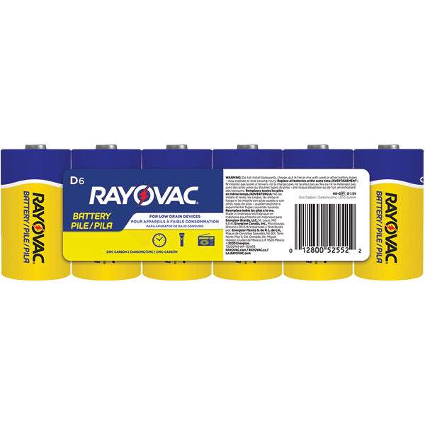 Rayovac HD-DF Heavy Duty D Industrial Batteries Zinc Chloride 6 Pack