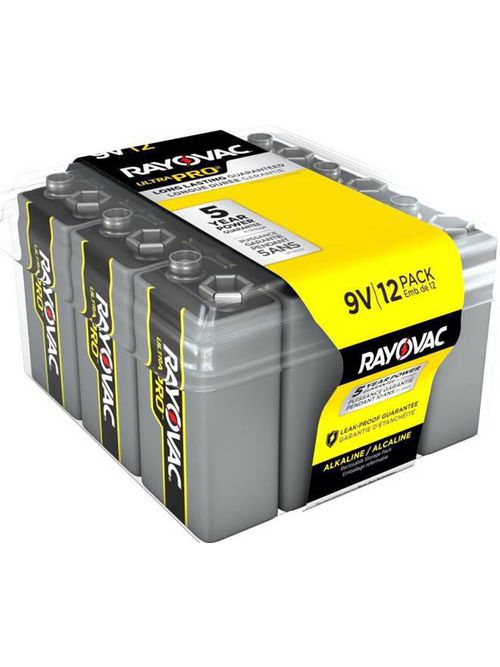 Rayovac AL9V-12PPJ 9V Alkaline UltraPro Reclosable Batteries 12-Pack