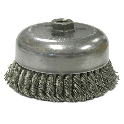 Weiler 12536 Double Row Knot Wire Cup Brush 0.014 Steel Fill 5/8-11 UNC Nut Made in The USA