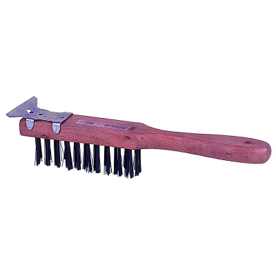 Weiler 25211 Heavy-Duty Scratch Brush Scraper 11-1/2 in 4X11 Rows Steel Wire Bristle Straight Wood