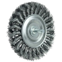 Weiler 17689 Standard Twist Knot Wire Wheel 4 Inch Diameter 1/2 Inch Width .016 Inch Steel 1/4 Inch Stem