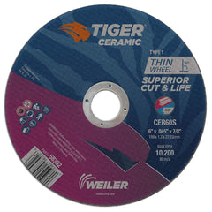 Weiler 58302 Tiger Ceramic 6 Inch Cut-Off Wheel 0.045 Inch Thickness 7/8 Inch Arbor Hole Pack of 25