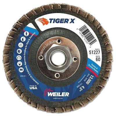 Weiler 51227 Tiger X Flap Disc 4-1/2 In 60 Grit 5/8-11 Arbor