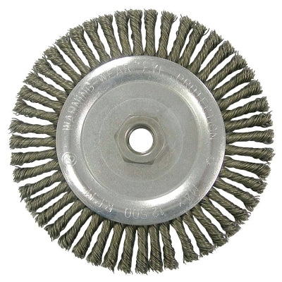 Weiler 36225 Wolverine Knot Wire Wheel 6 in Diameter Steel Wire 5/8-11 UNC Nut 0.020 in Steel Fill