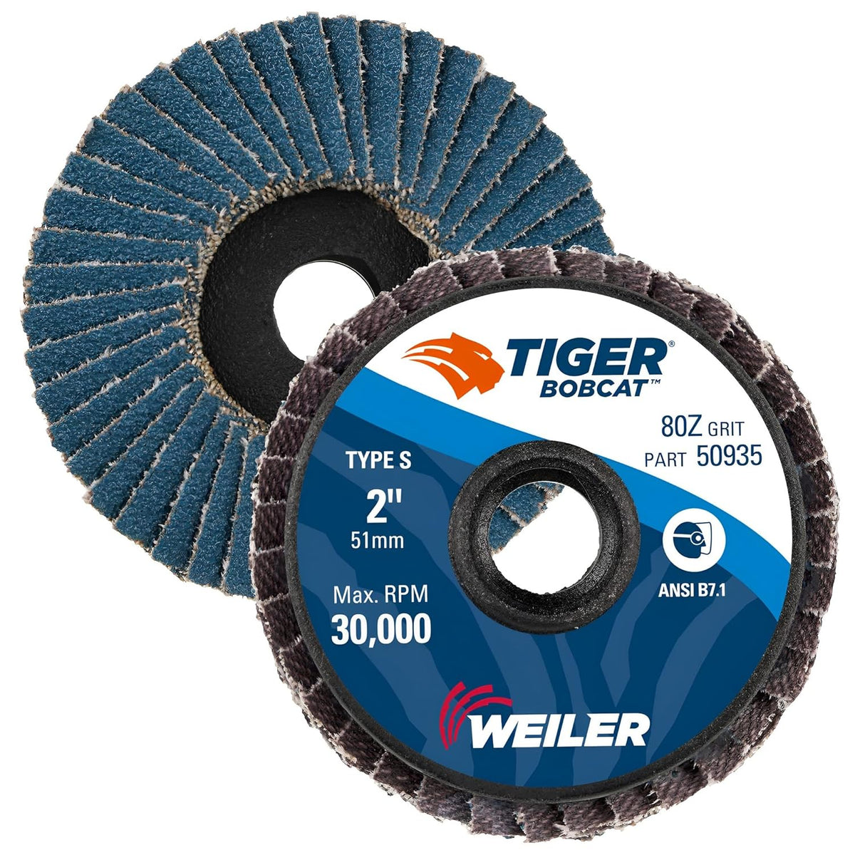 Weiler 50935 BobCat 2 Diameter 80 Grit Zirconium Plastic Backing Specialty Abrasive Flap Mini Disc