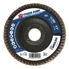 Weiler 51118 Tiger Paw TY29 Coated Abrasive Flap Disc 36 Grit 4.5 Inches 7/8 Arbor