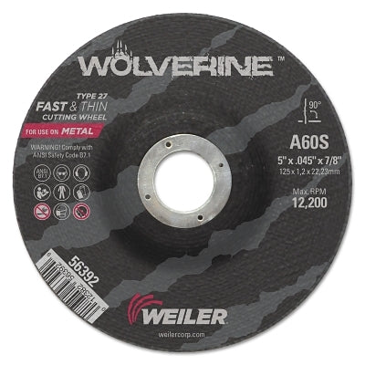 Weiler 56392 Wolverine Thin Cutting Wheel 5 in Diameter 60 Grit