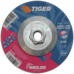 Weiler 57122 Tiger Grinding Wheel Type 27 1/4 Thick A24R 5/8-11 UNC Nut Pack of 10