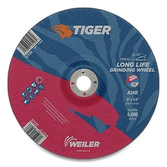 Weiler 57122 Tiger Grinding Wheel Type 27 1/4 Thick A24R 5/8-11 UNC Nut Pack of 10