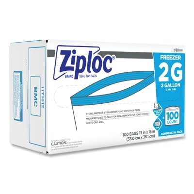 Ziploc 682254 Freezer Bag Polyethylene 2 Gal 100 Pack