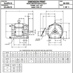 Nidec HD2P2E 2HP 1800 RPM 145T Frame Electric Motor 230/460V