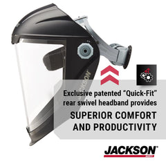 Jackson Safety 14200 Maxview Premium Face Shield with 370 Speed Dial Ratcheting Headgear - Uncoated Clear