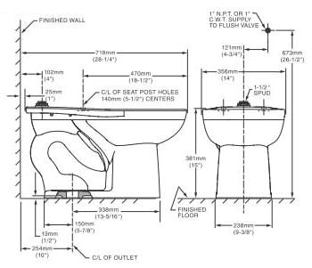 American Standard 2234.001.020 Madera Elongated Toilet Bowl 1.1-1.6 GPF 15 Inch White Top Spud