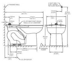 American Standard 2234.001.020 Madera Elongated Toilet Bowl 1.1-1.6 GPF 15 Inch White Top Spud