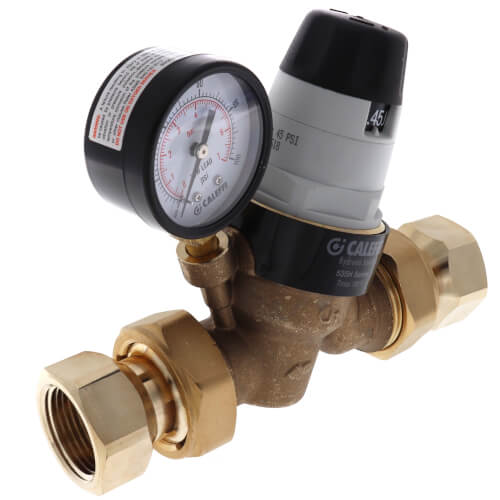 Caleffi 535361HA 1 NPTF Pressure Reducing Valve with Gauge Low Lead Pre-adjustable