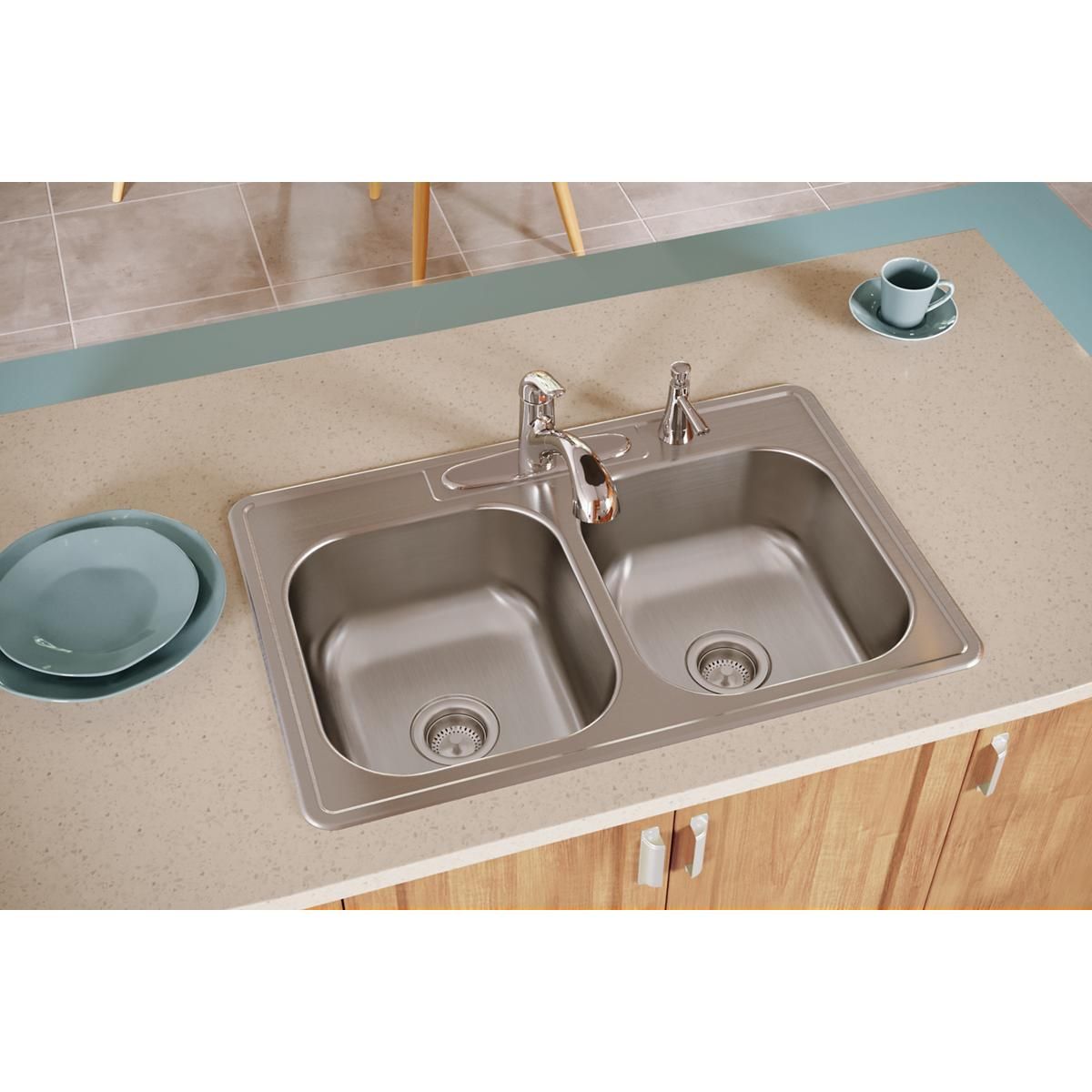 Elkay DSE233221 Dayton Equal Double Bowl Drop-in Stainless Steel Sink