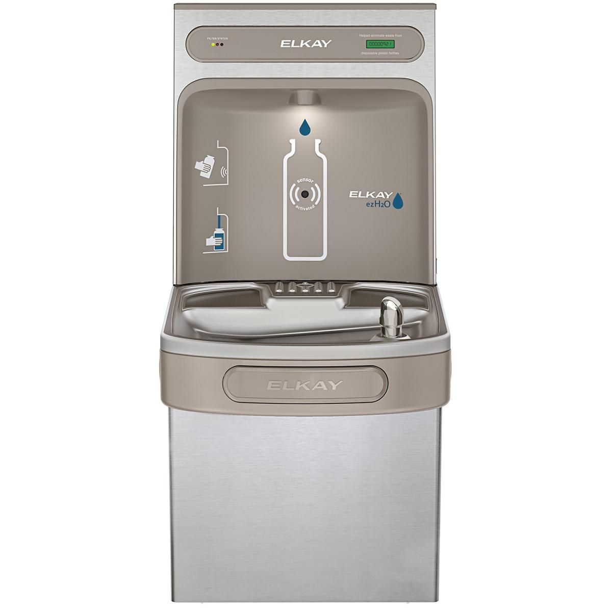 Elkay LZS8WSVRSK Commercial, 1 Station, 8.0 GPH, Wall Mount (On-Wall), Bottle Filler/Cooler Combo