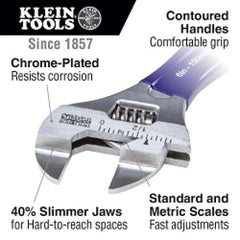 Klein Tools D86932 Slim-Jaw Adjustable Wrench 4-Inch