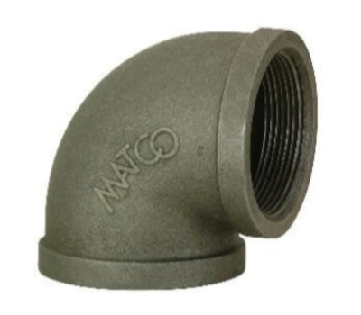 Matco-Norca ZMBL9002 3/8 x 3/8 FPT x FPT 150 PSI Lead-Free Black Malleable Iron 90 Degree Elbow