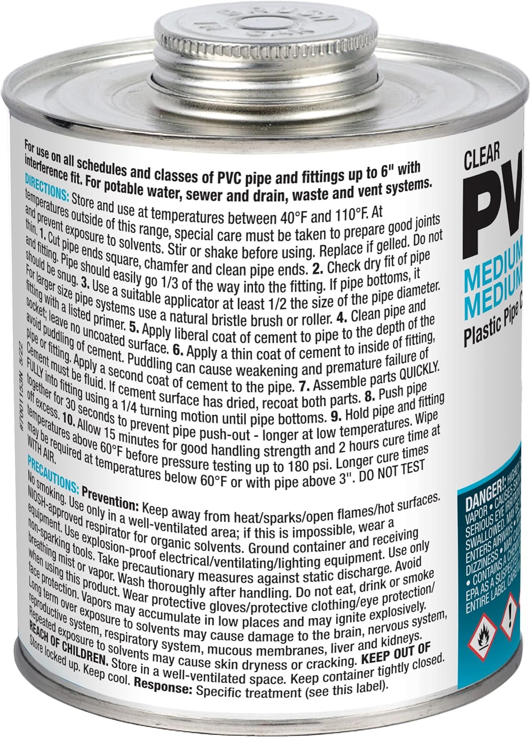 Oatey 31133 PVC 32 Ounce All Weather Clear Cement