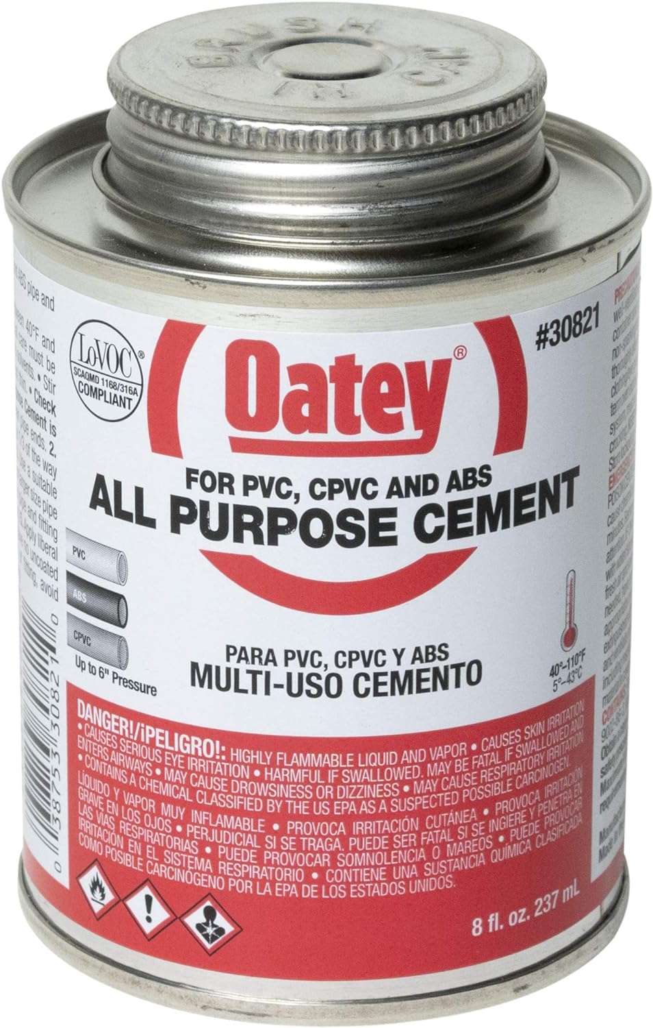 Oatey 30821 Cement 8-Ounce Milky-Clear