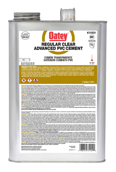 Oatey 31929 1 Gallon PVC Clear Pipe Cement