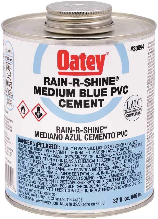 Oatey 30894 Rain-R-Shine PVC Cement 32 oz Blue